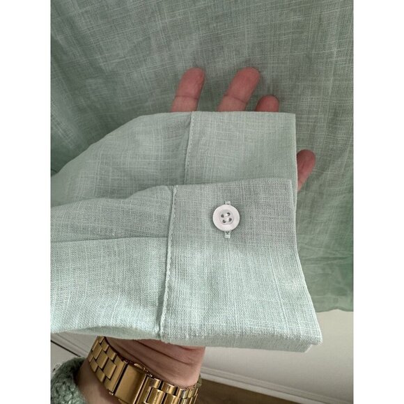 Mens Henley Shirt Size XXL Green Long Sleeve 100% Cotton Light Beachy Comfort - Picture 5 of 8